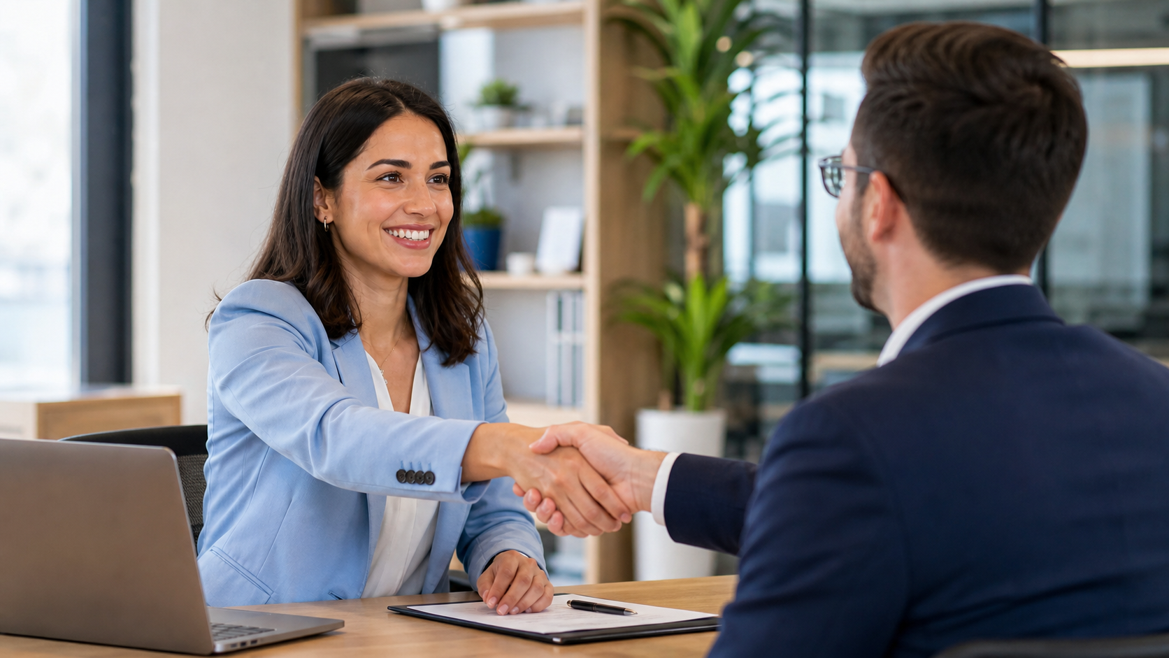 Recruiter welcoming a candidate
